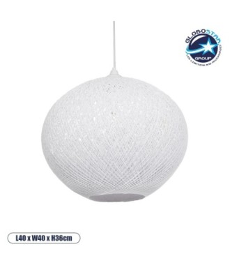 GLOBOSTAR® SOLEI 205-0007 Boho Κρεμαστό Φωτιστικό Οροφής με Ντουί 1 x E27 AC 220-240V IP20 - Λευκό - M40 x Π40 x Υ36cm